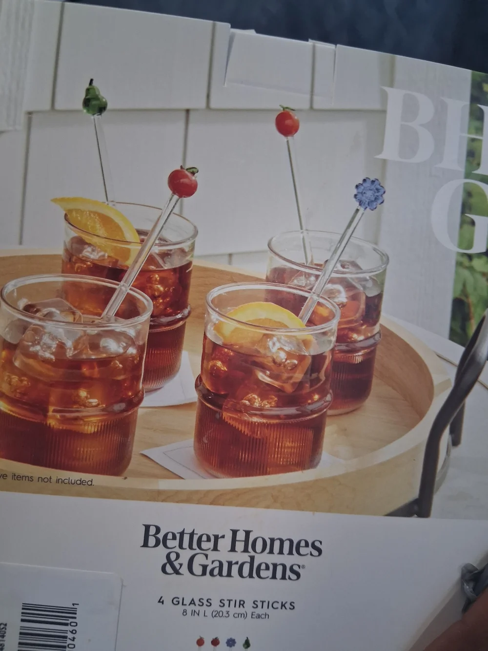 Better Homes And Gardens Glass Stir Sticks with Red, Blue, Green, Yellow Accents